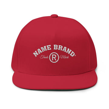 Embroidered Flat Bill Cap — Classic Name Brand Script Snapback - Name Brand Apparel ATX