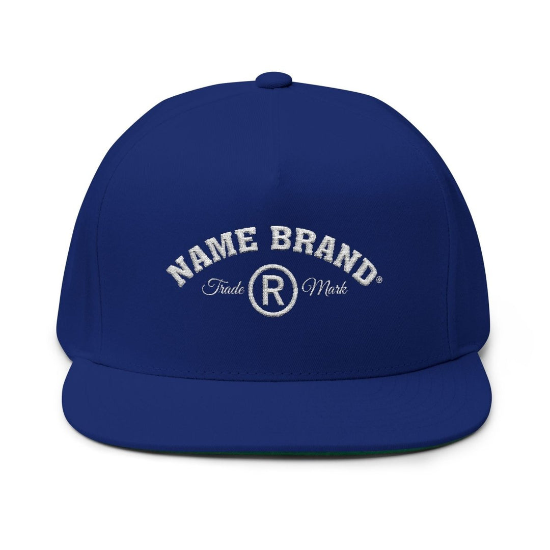 Embroidered Flat Bill Cap — Classic Name Brand Script Snapback - Name Brand Apparel ATX