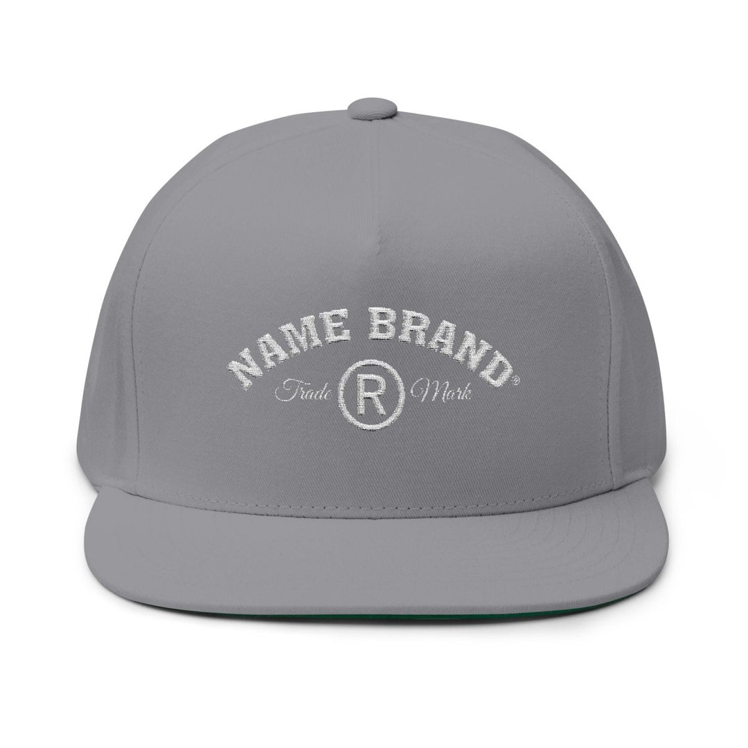 Embroidered Flat Bill Cap — Classic Name Brand Script Snapback - Name Brand Apparel ATX