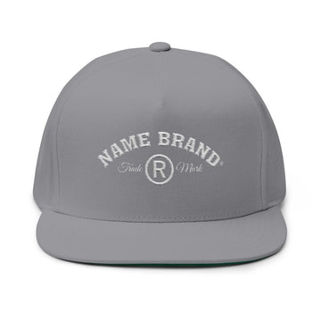 Embroidered Flat Bill Cap — Classic Name Brand Script Snapback - Name Brand Apparel ATX