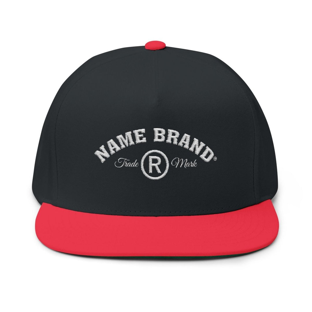 Embroidered Flat Bill Cap — Classic Name Brand Script Snapback - Name Brand Apparel ATX