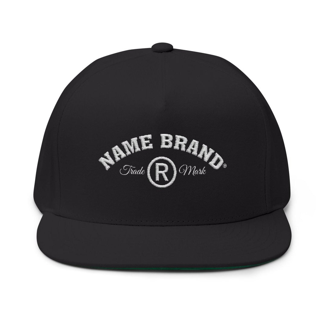 Embroidered Flat Bill Cap — Classic Name Brand Script Snapback - Name Brand Apparel ATX