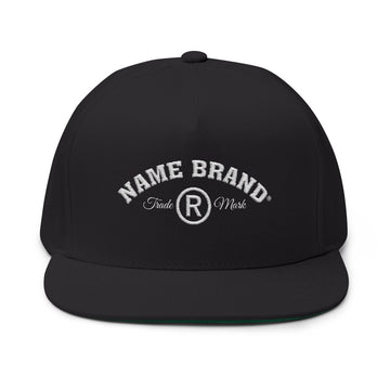 Embroidered Flat Bill Cap — Classic Name Brand Script Snapback - Name Brand Apparel ATX