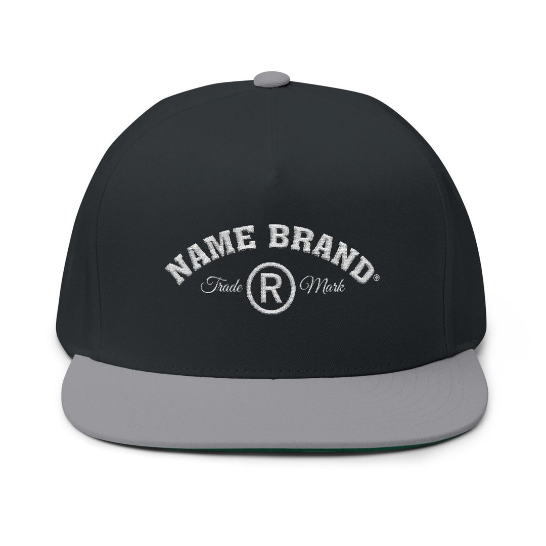 Embroidered Flat Bill Cap — Classic Name Brand Script Snapback - Name Brand Apparel ATX