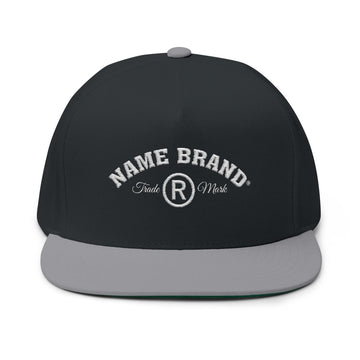 Embroidered Flat Bill Cap — Classic Name Brand Script Snapback - Name Brand Apparel ATX