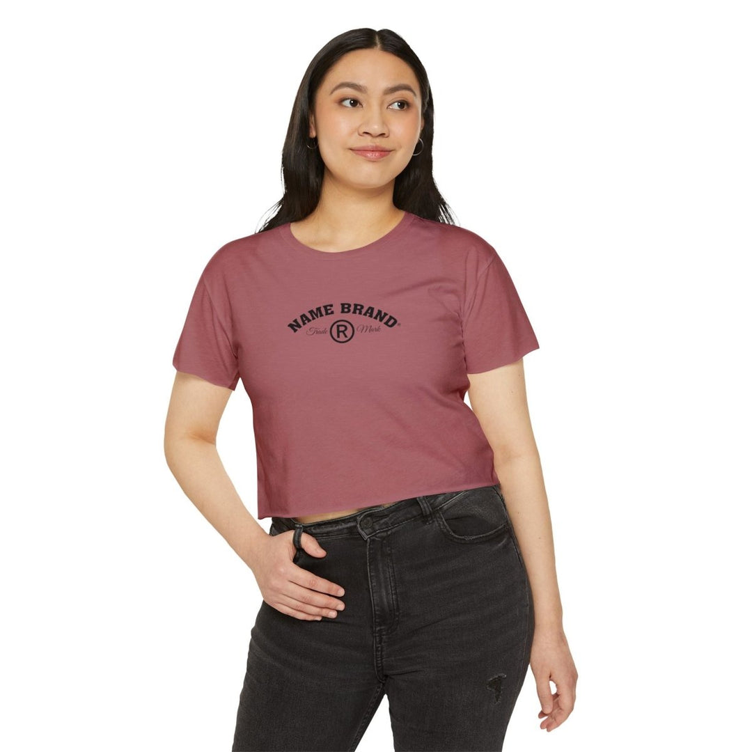 Name Brand Crop Top — Minimal Logo Women's Festival Tee - Name Brand Apparel ATX